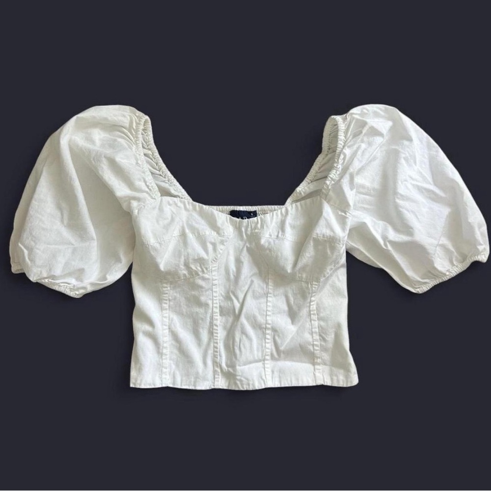 GAP White Puff Sleeve Crop Blouse